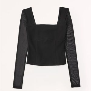 A&F size small. New with tags. “Long sleeve crepe square neck top”. Mesh on arms